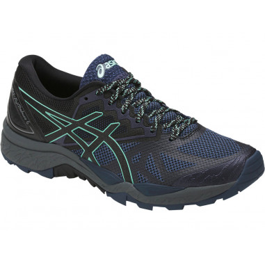 Chaussures Running ASICS Femme GEL-FUJITRABUCO 6 Bleu / Noir / Vert AH 2017