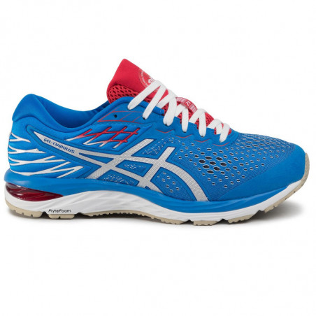 Chaussures Running ASICS Homme GEL CUMULUS 21 Bleu Blanc Rouge PE 2020