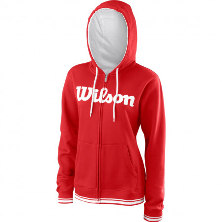 Veste à capuche WILSON Femme Zippée W Team Script Hoody Rouge 2018