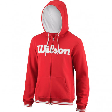 Sweat à capuche WILSON Homme M Team Script FZ Hoody Rouge PE 2018
