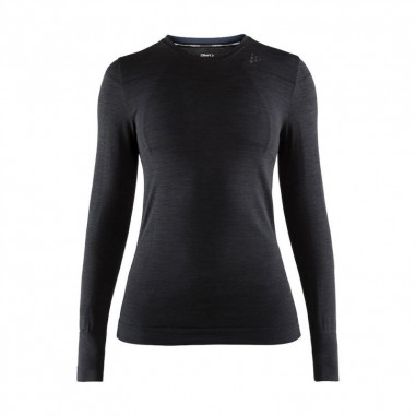 T-Shirt Manches Longues CRAFT Femme FUSEKNIT COMFORT RN LS W Noir / Vert AH 2020