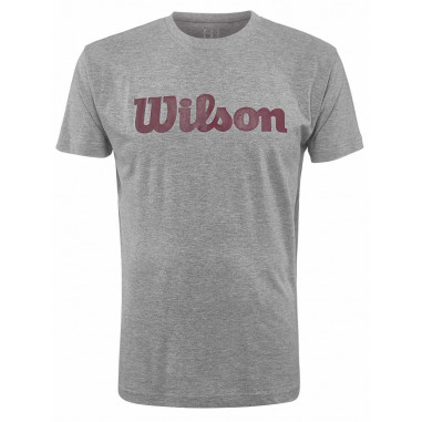 T-Shirt WILSON Homme M Script Cotton Tee Gris / Bordeaux
