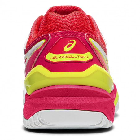 Chaussures ASICS Femme Gel-Resolution 7 Blanc / Rose Fluo AH 2016