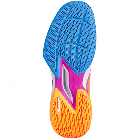 Chaussures BABOLAT Femme JET MACH 3 AC Rose / Orange / Bleu 2021