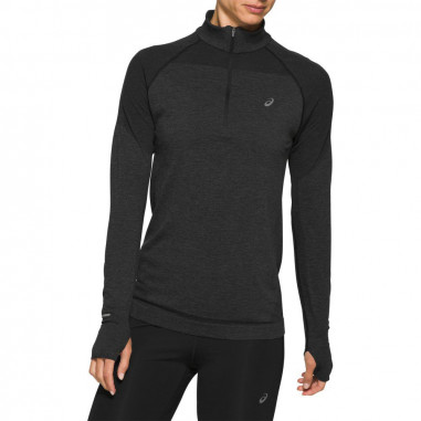 T-Shirt RUN Manches Longues ASICS Femme RACE Seamless 1/2 Zip Perf Noir AH 2020