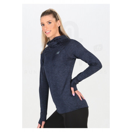 Sweat à capuche Running NEW BALANCE Femme NB HeatGrid Wood Bleu PE 2020
