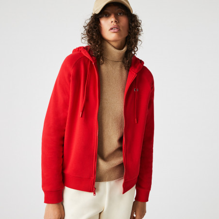 Veste à capuche zipéée LACOSTE Femme MOLLETON Rouge AH 2021