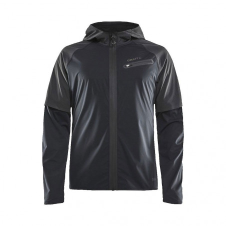 Veste à capuche Running CRAFT Homme Zippée Lumen Hydro Jacket Noir AH 2019
