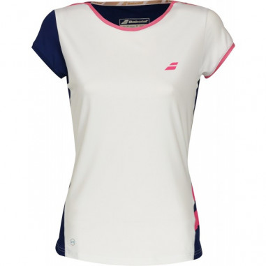 T-Shirt BABOLAT Femme Performance Cap Sleeve Bleu / Blanc PE 2018