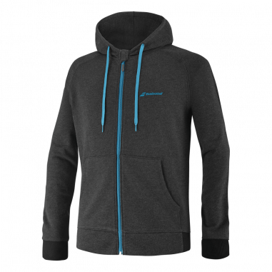 Veste à capuche zippée BABOLAT Homme EXERCISE Hood Gris Chiné / Bleu PE 2021