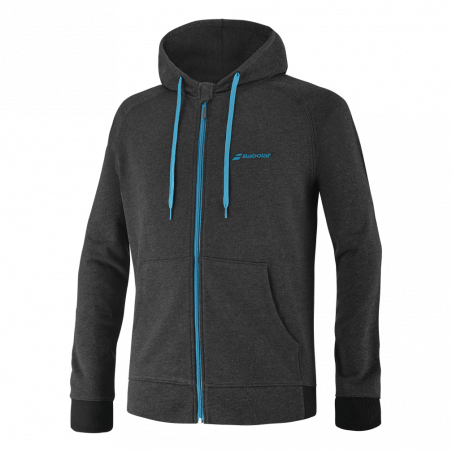 Veste à capuche zippée BABOLAT Homme EXERCISE Hood Gris Chiné / Bleu PE 2021