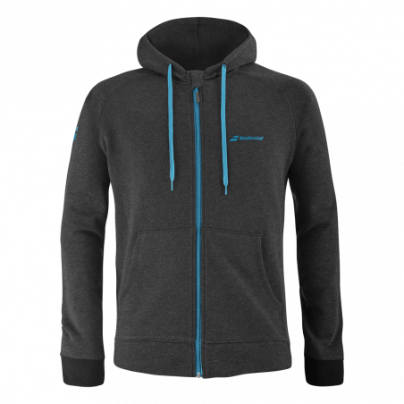 Veste à capuche zippée BABOLAT Homme EXERCISE Hood Gris Chiné / Bleu PE 2021