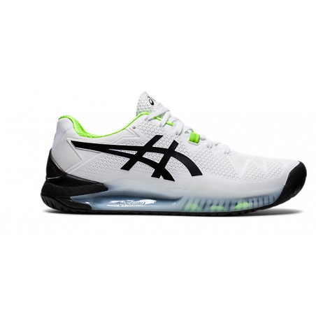 Chaussures ASICS Homme GEL-RESOLUTION 8 Blanc / Noir / Vert AH 2020