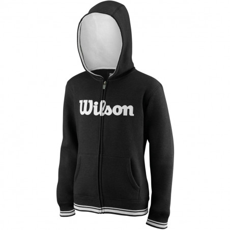 Veste à capuche WILSON Junior Zippée Y Team Script Hoody Noir PE 2018