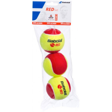 Sachet de 3 balles Mousses Feutrées BABOLAT Red Felt