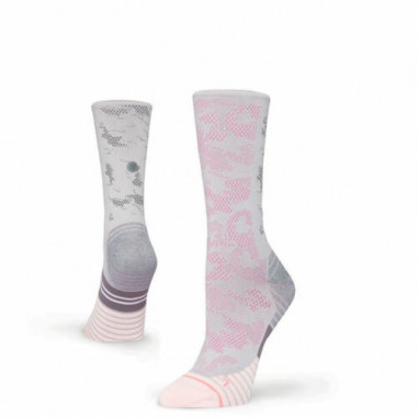 Chaussettes STANCE Femme Run HYSTORY CREW W Gris / Rose PE 2019