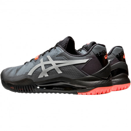 Chaussures ASICS Homme Gel-Resolution 8 L.E. Noir / Rouge Sunsrise AH 2020