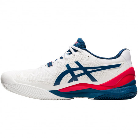 Chaussures ASICS Homme GEL-RESOLUTION 8 Terre Battue Blanc / Bleu PE 2021