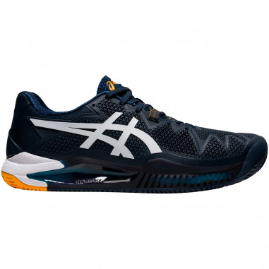 Chaussures ASICS Homme GEL-RESOLUTION 8 Terre Battue Bleu/Blanc/Orange PE 2021
