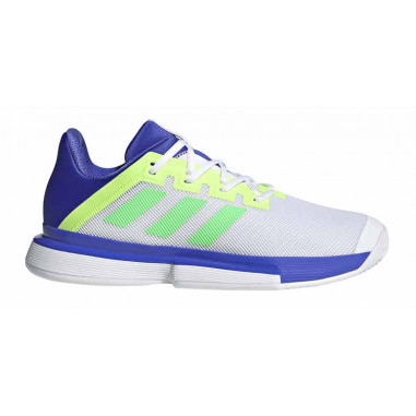 Chaussures ADIDAS Homme SoleMatch BOUNCE Blanc / Bleu / Vert fluo AH 2021