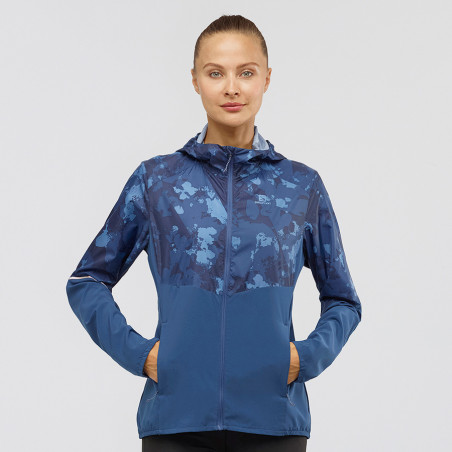 Veste Running SALOMON Femme Agile FZ Hoodie W Bleu PE 2020