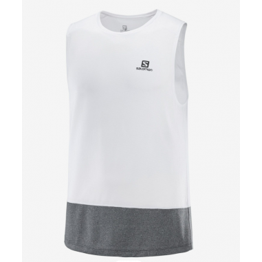 Débardeur Running SALOMON Homme CROSS RUN TANK Blanc / Gris PE 2022
