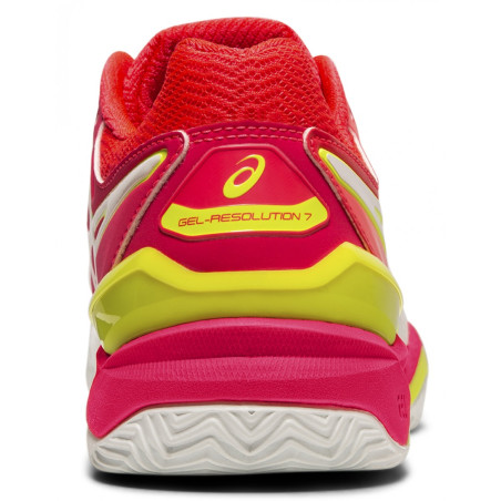 Chaussures ASICS Femme Gel-Resolution 7 Clay Blanc / Rose / Jaune AH 2019