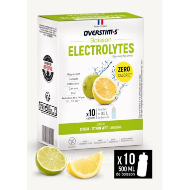 Electrolytes OVERSTIM 80 g 10 sachets de 8 g Citron / Citron Vert 2022