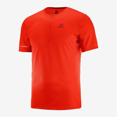 T-Shirt Running SALOMON Homme Demi-Zip Agile HZ SS Tee Rouge PE 2020