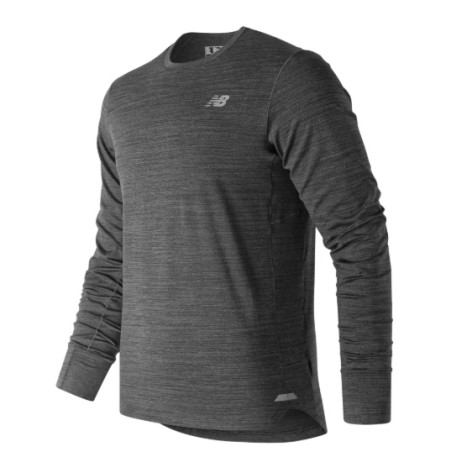 T-Shirt Manches Longues Running NEW BALANCE Homme Seasonaless Gris Foncé PE 2019