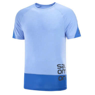 T-Shirt Running SALOMON Homme CROSS RUN GRAPHIC TEE Bleu / Bleu ciel PE 2022