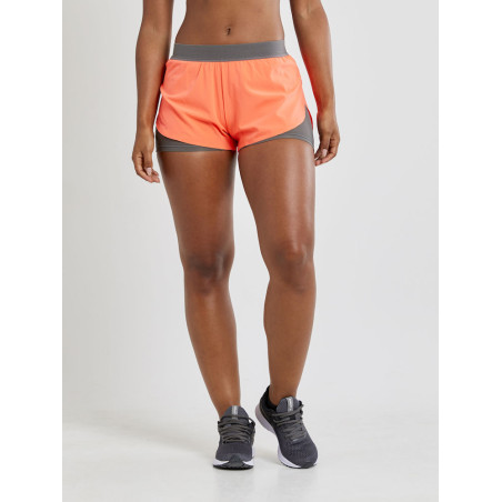 Short Running CRAFT Femme Vent 2-in-1 Racing Corail PE 2020