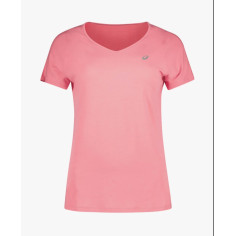 T-Shirt Running ASICS Femme V-NECK SS TOP Rose PE 2021