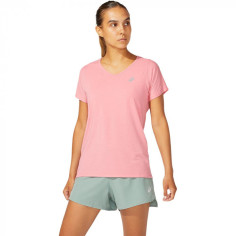 T-Shirt Running ASICS Femme V-NECK SS TOP Rose PE 2021 2