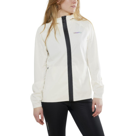 Veste à capuche Running CRAFT Femme Zippée Hydro Jacket Ecru