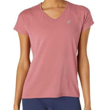 T-Shirt Running ASICS Femme V-NECK SS TOP Smokey Rose AH 2021