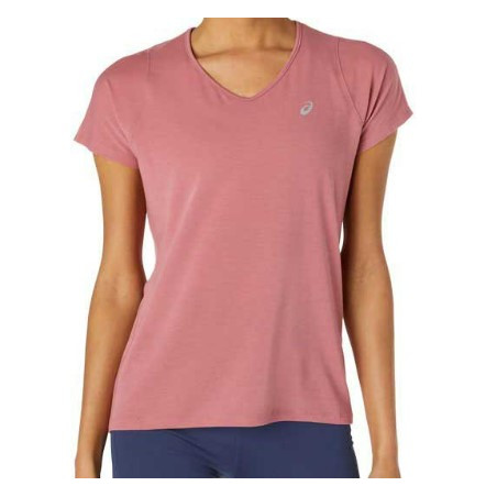 T-Shirt Running ASICS Femme V-NECK SS TOP Smokey Rose AH 2021