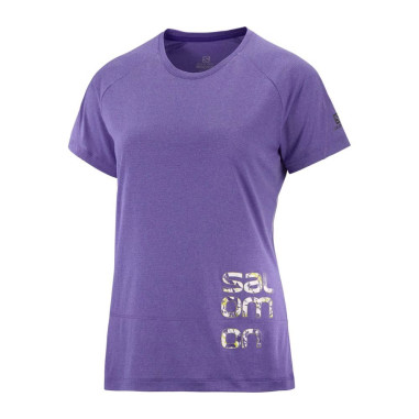 T-shirt Running SALOMON Femme CROSS RUN GRAPHIC Violet PE 2022