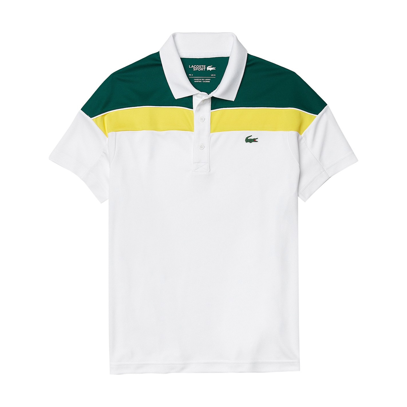 Polo LACOSTE Homme SPORT Regular Blanc / Vert / Jaune AH 2021