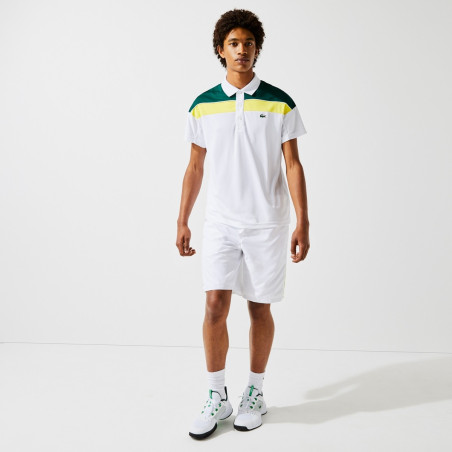 Polo LACOSTE Homme SPORT Regular Blanc / Vert / Jaune AH 2021