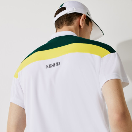 Polo LACOSTE Homme SPORT Regular Blanc / Vert / Jaune AH 2021