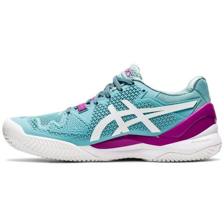 Chaussures ASICS Femme GEL-RESOLUTION 8 Terre Battue Bleu / Blanc PE 2021