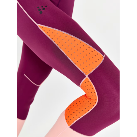 Collant Running CRAFT Femme PRO CHARGE BLOCKED TIGHTS Violet / Rose PE 2022