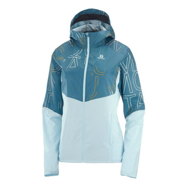 Veste Running SALOMON Femme AGILE FZ HOODIE Turquoise / Moutarde AH 2021