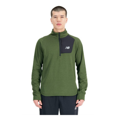 Sweat Demi-Zip Running NEW BALANCE Homme HEAT Kaki AH 2023