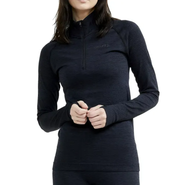T-SHIRT MANCHES LONGUES CRAFT FEMME DRY ACTIVE COMFORT ZIP Noir AH 2023