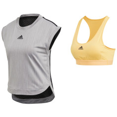 T-Shirt ADIDAS Femme NEW YORK Gris / Noir / Orange AH 2019 2