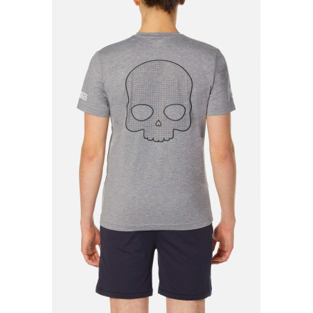 T-Shirt HYDROGEN Homme MESH RUBBER SKULL TECH Gris / Blanc AH 2023