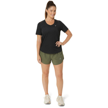 T-shirts Running ASICS Femme ROAD V-NECK SS TOP Noir PE 2024