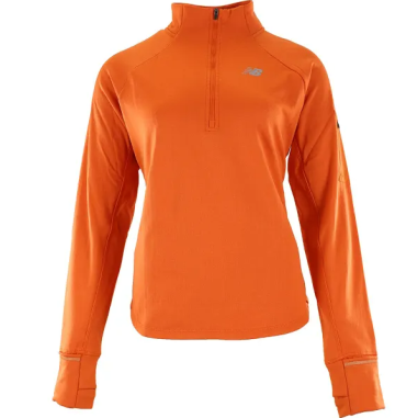 Sweat Demi-Zip Running NEW BALANCE Femme HEAT Orange AH 2023